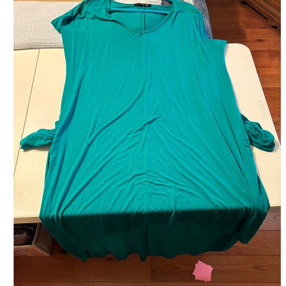 LIVD Womens Green Maxi Dress Short Sleeve V Neck High Low Casual Comfy - Picture 7 of 12